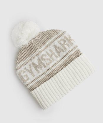 Czapki Akcesoria Gymshark Pom Beanie Szare Białe | PL 4214HAP